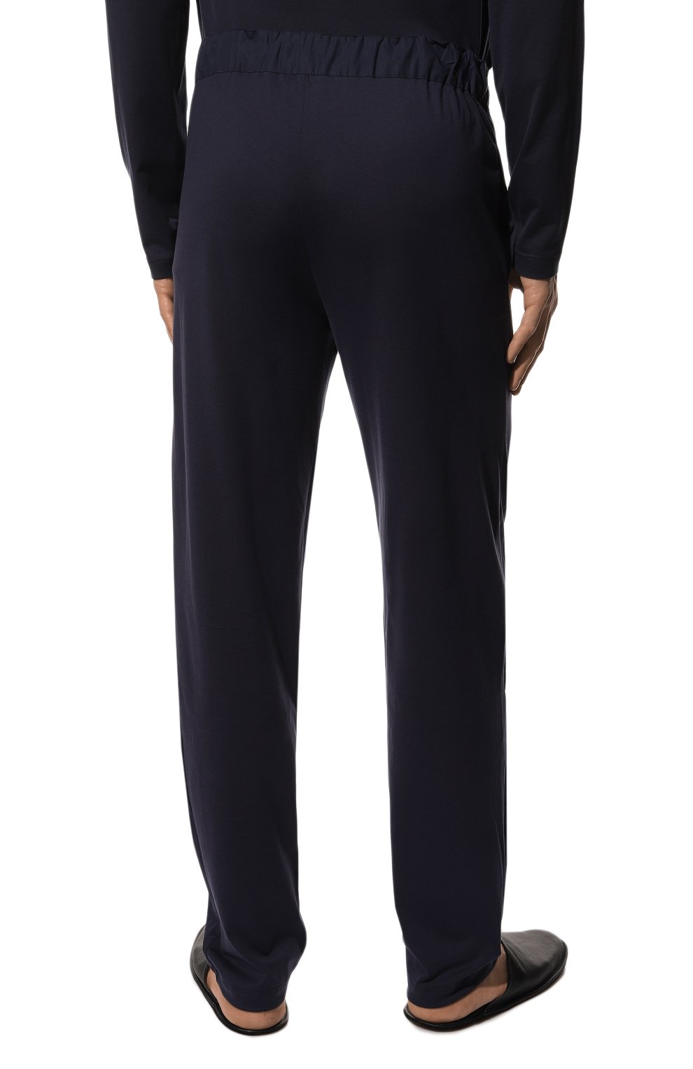 Мужские хлопковые домашние брюки HANRO темно-синего цвета, арт. 075435. | Фото 4 (Длина (брюки, джинсы): Стандартные; Кросс-КТ: домашняя одежда; Материал внешний: Хлопок)