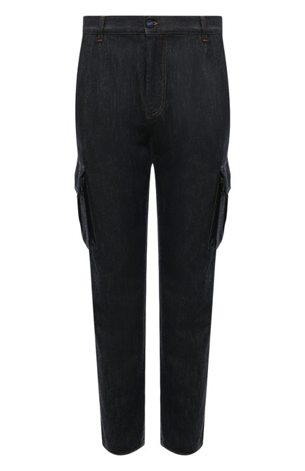 Мужские джинсы KNT темно-синего цвета, арт. UPKN030XC1000 | Фото 1 (Материал сплава: Проставлено; Материал внешний: Хлопок; Длина (брюки, джинсы): Стандартные; Драгоценные камни: Проставлено)