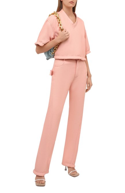 Женские кожаные брюки BOTTEGA VENETA светло-розового цвета, арт. 660500/V0Q60 | Фото 2 (Стили: Минимализм; Силуэт Ж (брюки и джинсы): Расклешенные; Женское Кросс-КТ: Брюки-одежда; Материал подклада: Хлопок; Длина (брюки, джинсы): Удлиненные; Материал внешний: Натуральная кожа; Региональные ограничения белый список (Axapta Mercury): RU)