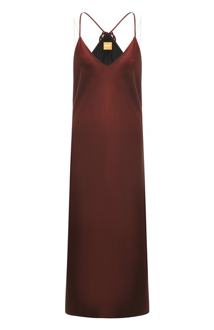 Женское платье BOSS бордового цвета, арт. 50482508 | Фото 1 (Длина Ж (юбки, платья, шорты): Миди; Драгоценные камни: Проставлено; Материал внешний: Синтетический материал; Материал подклада: Вискоза; Материал сплава: Проставлено)