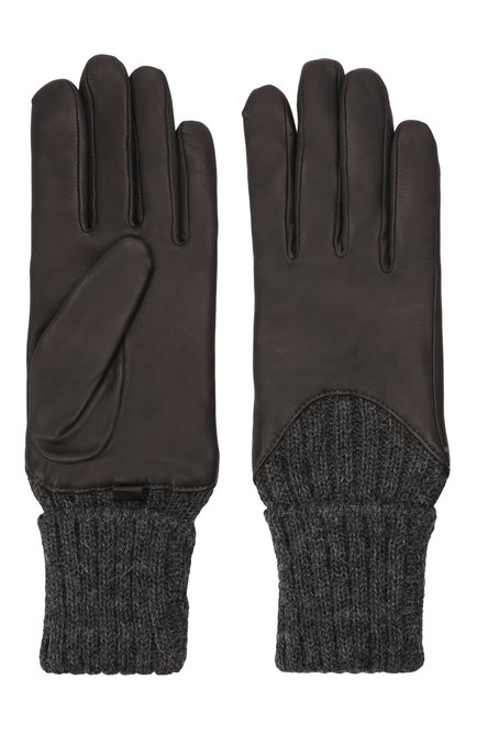 Женские кожаные перчатки AGNELLE темно-серого цвета, арт. CECILIA/A | Фото 2 (Материал: Натуральная кожа)