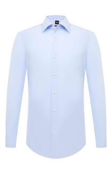 Мужская хлопковая сорочка BOSS голубого цвета по цене 10560 руб., арт. 50469345 | Фото 1
