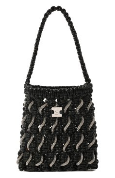 Женский сумка-тоут woven small YUZEFI черного цвета, арт. YUZC0-HB-SWCT-01 | Фото 1 (Сумки-технические: Сумки-шопперы; Материал: Текстиль, Экокожа; Размер: small)