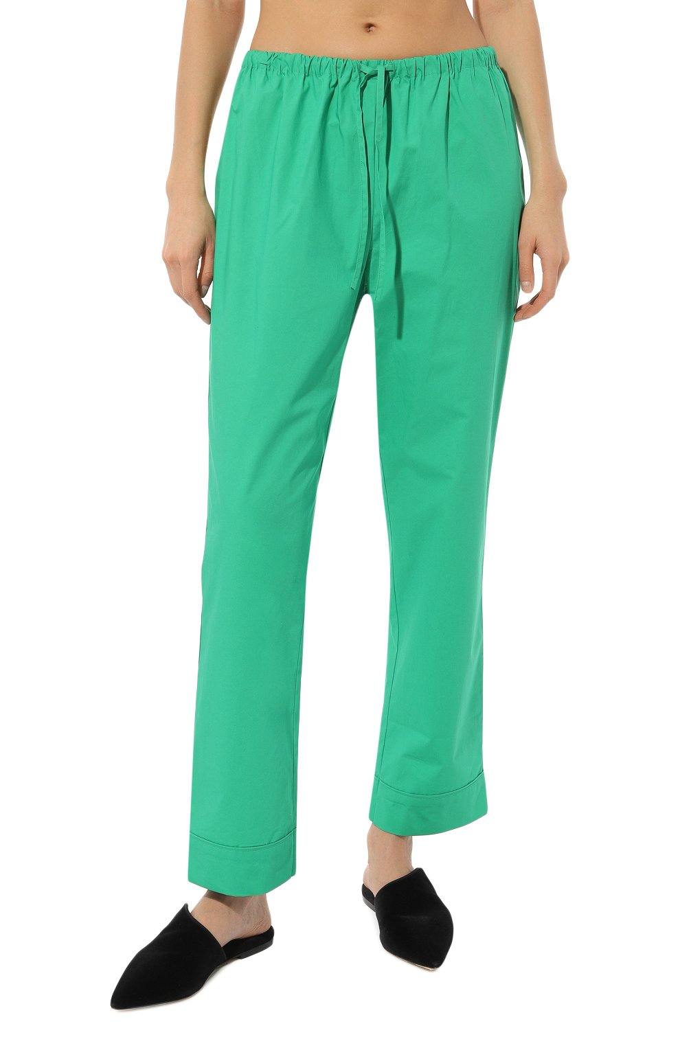 Женские хлопковые брюки LOVE STORIES зеленого цвета, арт. L2313109700 | Фото 3 (Женское Кросс-КТ: Брюки-белье; Материал внешний: Хлопок)