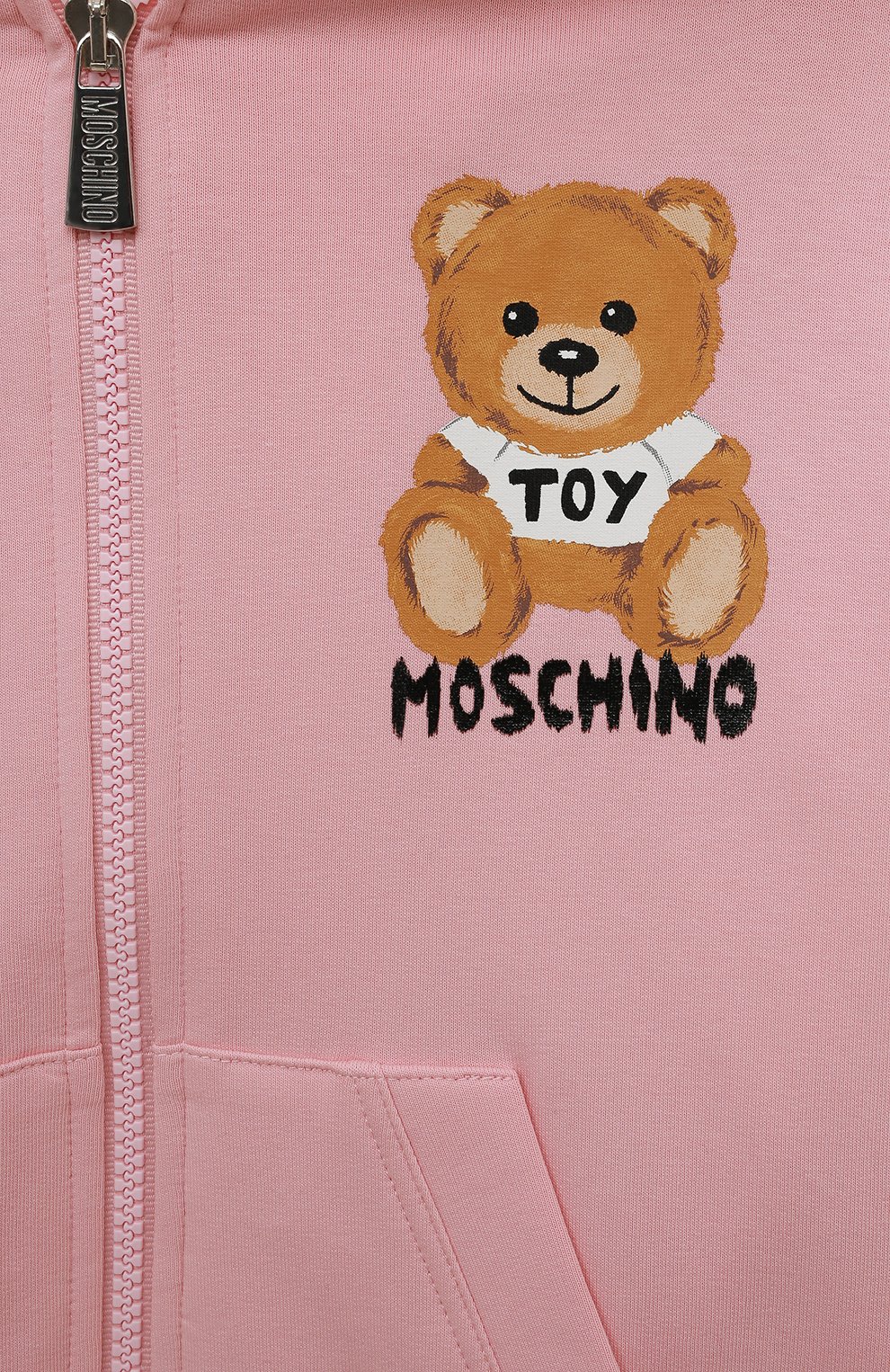 Детский хлопковая толстовка MOSCHINO светло-розового цвета, арт. HUF068/LDA38/4A-8A | Фото 3 (Рукава: Длинные; Девочки Кросс-КТ: Толстовка-одежда; Материал внешний: Хлопок; Ростовка одежда: 4 года | 104 см, 5 лет | 110 см, 6 лет | 116 см, 8 лет | 128 см)