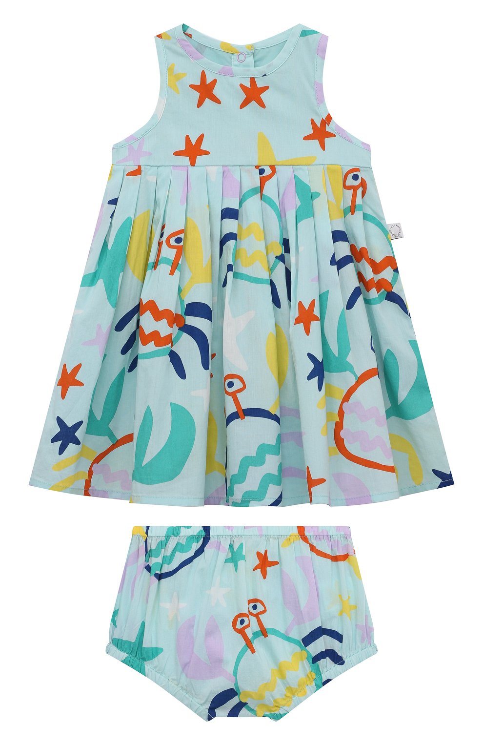 Женский комплект из платья и шорт STELLA MCCARTNEY бирюзового цвета, арт. 8Q1HS2 | Фото 1 (Материал внешний: Хлопок)