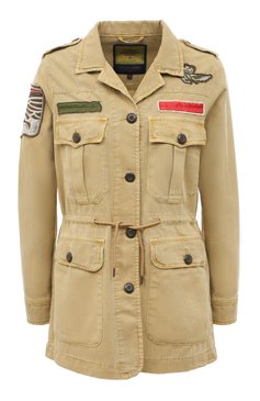 Женская куртка AERONAUTICA MILITARE бежевого цвета, арт. 231/AB2078DCT3095 | Фото 1 (Кросс-КТ: Куртка; Рукава: Длинные; Стили: Милитари; Материал внешний: Хлопок, Лиоцелл, Растительное волокно; Длина (верхняя одежда): Короткие)