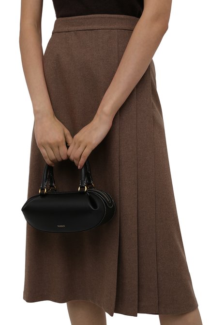 Женская сумка brioche YUZEFI черного цвета, арт. YUZC0-HB-BR-00 | Фото 2 (Ремень/цепочка: На ремешке; Материал: Натуральная кожа; Размер: small; Сумки-технические: Сумки top-handle)