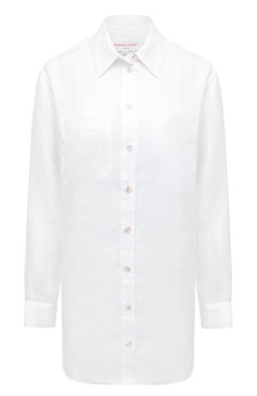 Женская льняная рубашка DEREK ROSE белого цвета, арт. 1516-SICI001 | Фото 1 (Материал сплава: Проставлено; Нос: Не проставлено; Женское Кросс-КТ: Домашние топы, Блуза-белье; Материал внешний: Лен)