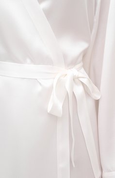 Женский шелковый халат MARJOLAINE белого цвета, арт. Laser | Фото 5 (Материал внешний: Шелк)