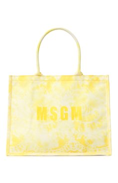 Женский сумка-тоут MSGM желтого цвета, арт. 3442MDZ75/574 | Фото 1 (Сумки-технические: Сумки-шопперы; Материал спла�ва: Проставлено; Материал: Текстиль; Драгоценные камни: Проставлено; Размер: large)