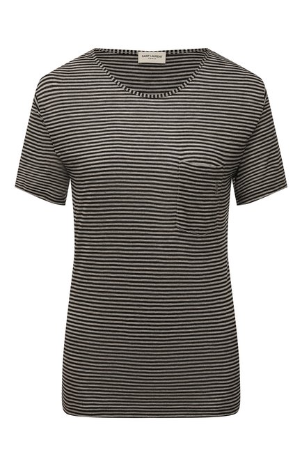Женская футболка из вискозы SAINT LAURENT серого цвета по цене 36050 руб., арт. 647325/Y36BC | Фото 1