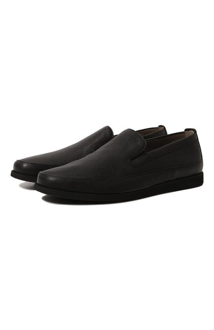 Мужские кожаные лоферы ALDO BRUE черного цвета, арт. AB804CPJ-MA | Фото 1 (Материал внутренний: Натуральная кожа; Мужское Кросс-КТ: Лоферы-обувь; Стили: Кэжуэл)