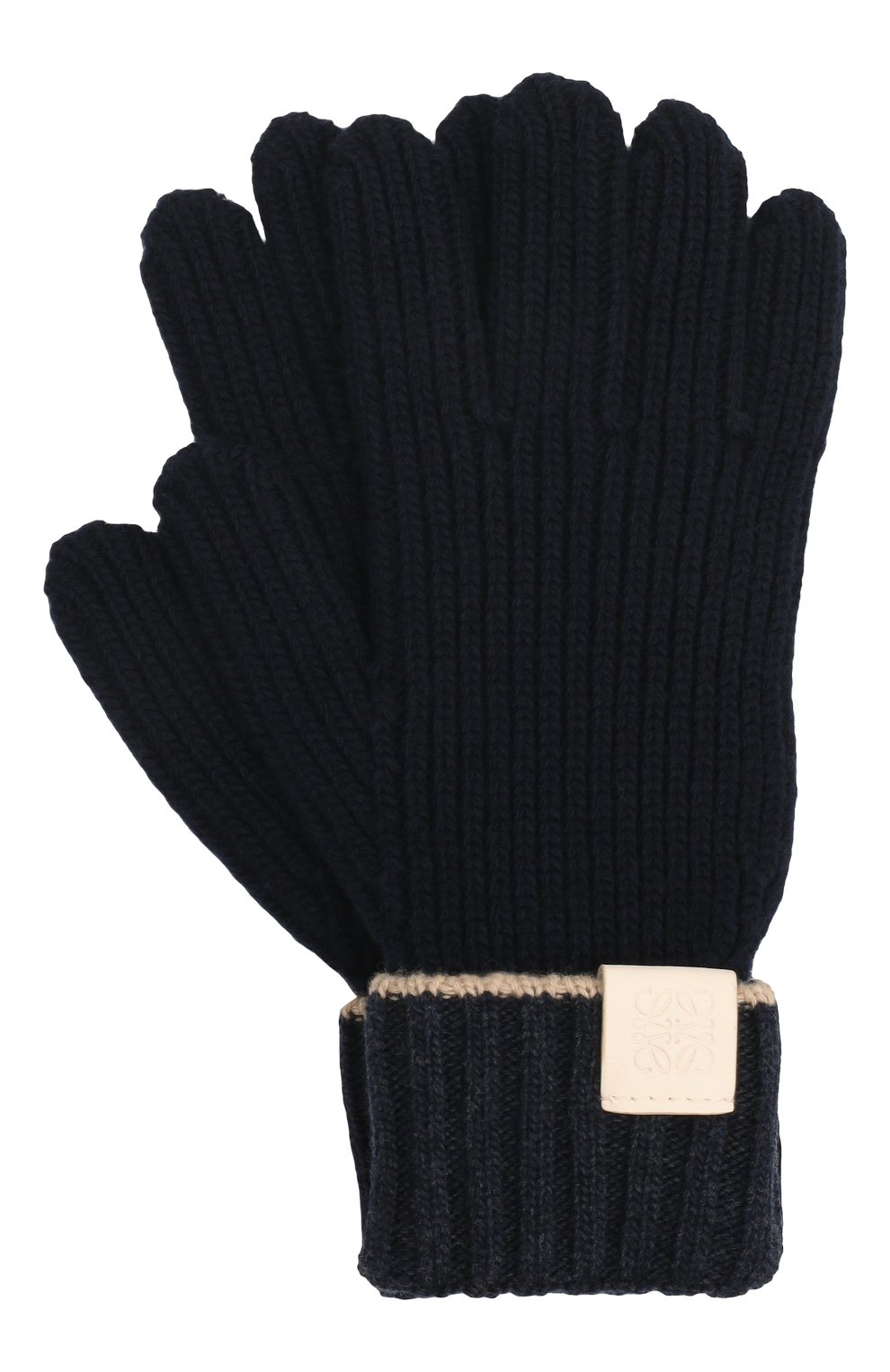 Женские шерстяные перчатки LOEWE темно-синего цвета, арт. F000487XBT | Фото 1 (Материал: Текстиль, Шерсть; Кросс-КТ: Трикотаж)