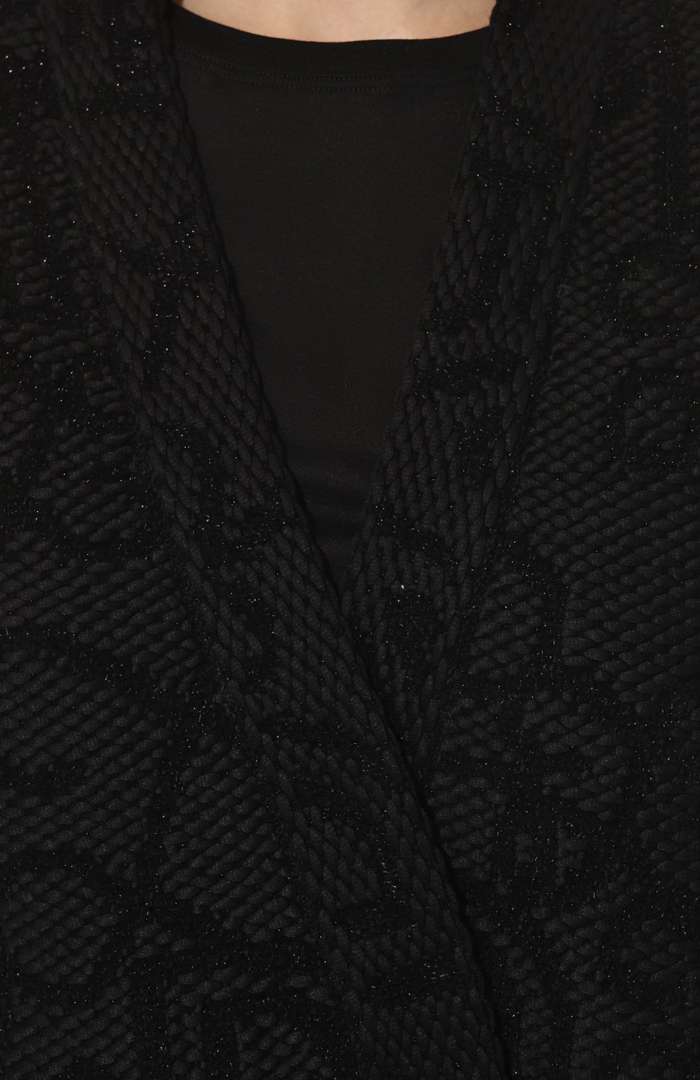 Женский жакет из вискозы и хлопка AND THE BRAND черного цвета, арт. S23-JT010-1003-900 | Фото 5 (Рукава: Длинные; Случай: Повседневный; Длина (для топов): Удлиненные; 1-2-бортные: Однобортные; Материал внешний: Вискоза; Женское Кросс-КТ: Жакет-одежда; Стили: Кэжуэл)