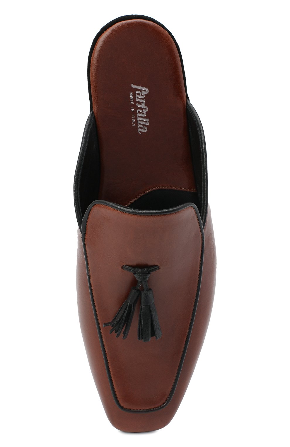 Мужского кожаные домашние туфли FARFALLA коричневого цвета, арт. D5KN | Фото 5 (Материал внутренний: Натуральная кожа; Мужское Кросс-КТ: тапочки-обувь)