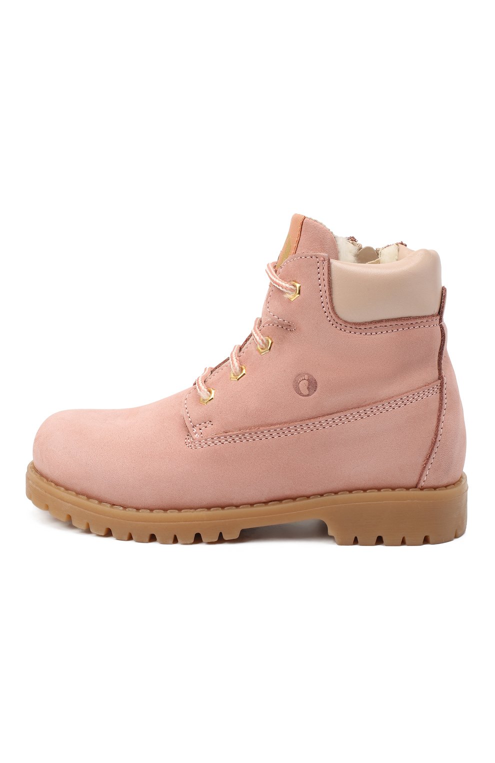 Детские кожаные ботинки с меховой отделкой WALKEY розового цвета, арт. Y1B4-40013-0415/25-29 | Фото 2 (Кросс-КТ: хайкеры; Материал утеплителя: Натуральный мех; высота каблука: 2,3; ширина носка стельки: 6,8; толщина подошвы: 1,3)