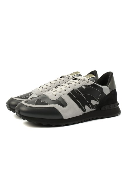 Мужские комбинированные кроссовки rockrunner camouflage VALENTINO темно-серого цвета, арт. RY2S0723/XVU | Фото 1 (Статус проверки: Проверено, Проверена категория; Материал внешний: Текстиль, Кожа; Материал внутренний: Текстиль; Подошва: Массивная; Материал утеплителя: Без утеплителя; Стили: Классический; Длина стельки: 25,0, 25,3, 25,6, 26,0, 26,3, 26,6, 27,0, 27,3, 27,6, 28,0, 28,3, 28,6, 29,0, 29,6)