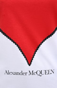 Женская хлопковая футболка ALEXANDER MCQUEEN белого цвета, арт. 642485/QZACA | Фото 5 (Стили: Гламурный, Кэжуэл; Рукава: Короткие; Длина (для топов): Стандартные; Принт: С принтом; Материал внешний: Хлопок; Женское Кросс-КТ: Футболка-одежда)