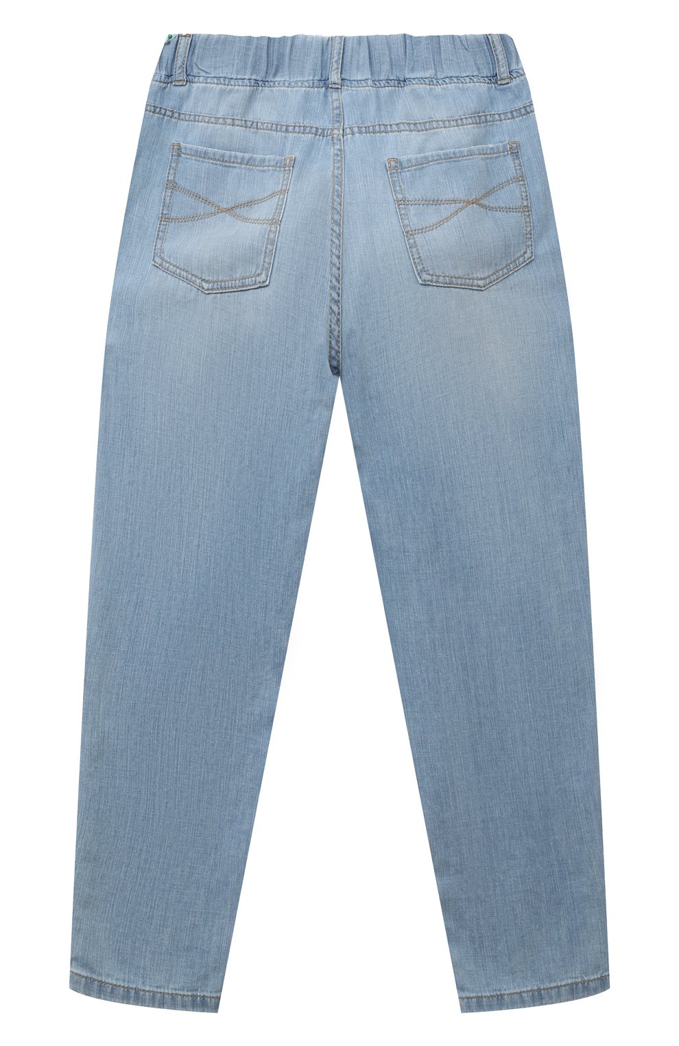 Детские джинсы BRUNELLO CUCINELLI голубого цвета, арт. BE645D306C | Фото 2 (Материал внешний: Хлопок)
