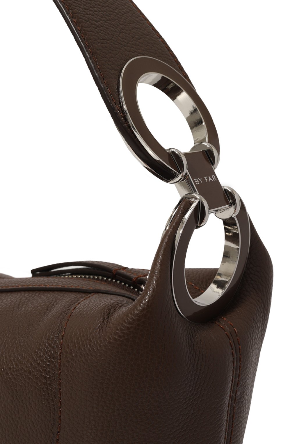 Женская сумка amira BY FAR темно-коричневого цвета, арт. 23PFAMASBERSGCLAR/NS | Фото 3 (Сумки-технические: Сумки top-handle; Материал: Натуральная кожа; Материал сплава: Пр оставлено; Драгоценные камни: Проставлено; Размер: large)