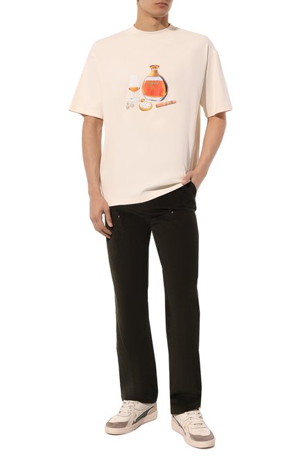 Мужские хлопковые брюки DROLE DE MONSIEUR хаки цвета, арт. C-BP126-C0079-DGN | Фото 2 (Драгоценные камни: Проставлено; Материал сплава: Проставлено; Материал внешний: Хлопок; Длина (брюки, джинсы): Стандартные)