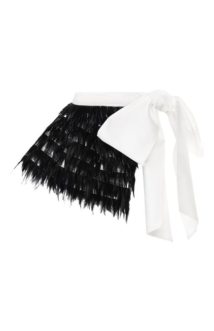 Женский пояс с отделкой перьями DRIES VAN NOTEN черно-белого цвета, арт. 191-10884-7298 | Фото 1 (Материал: Текстиль, Вискоза; Статус проверки: Проверено, Проверена категория; Кросс-КТ: Широкие)