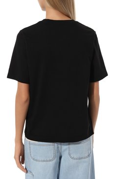 Женская хлопковая футболка DSQUARED2 черного цвета, арт. S75GD0283/S24321 | Фото 4 (Рукава: Короткие; Длина (для топов): Стандартные; Принт: С принтом; Материал сплава: Проставлено; Материал внешний: Хлопок; Стили: Спорт-шик; Женское Кросс-КТ: Футболка-одежда; Драгоценные камни: Проставлено)