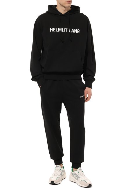 Мужские хлопковые брюки HELMUT LANG черного цвета, арт. L09HM217 | Фото 2 (Материал внешний: Хлопок; Силуэт М (брюки): Джоггеры; Стили: Спорт-шик)