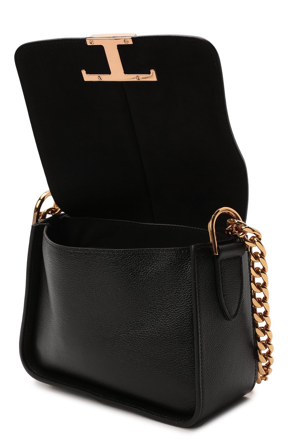 Женская сумка TOD’S черного цвета, арт. XBWTSAC0100QMK | Фото 5 (Сумки-технические: Сумки через плечо; Материал: Натуральная кожа; Размер: mini; �Ремень/цепочка: На ремешке)