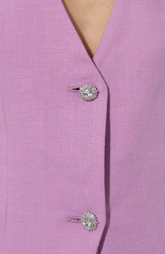 Женский льняной жилет ALINE фиолетового цвета, арт. AL170702 | Фото 5 (Материал сплава: Проставлено; Женское Кросс-КТ: Жилет-одежда; Материал внешний: Лен; Драгоценные камни: Проставлено; Длина (верхняя одежда): Короткие; Стили: Минимализм)