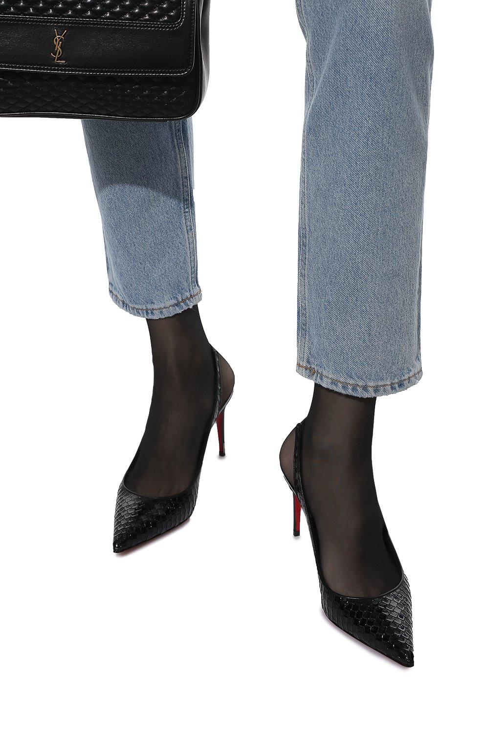 Женские кожаные туфли kate sling 85 CHRISTIAN LOUBOUTIN черного цвета, арт. 1220033/KATE SLING 85 | Фото 3 (Каблук высота: Высокий; Материал внутренний: Натуральная кожа; Каблук тип: Шпилька; Подошва: Плоская)