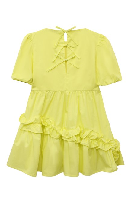 Детское хлопковое платье MSGM KIDS желтого цвета, арт. S4MSJGDR107 | Фото 2 (Материал сплава: Проставлено; Рукава: Короткие; Материал внешний: Хлопок; Драгоценные камни: Проставлено)