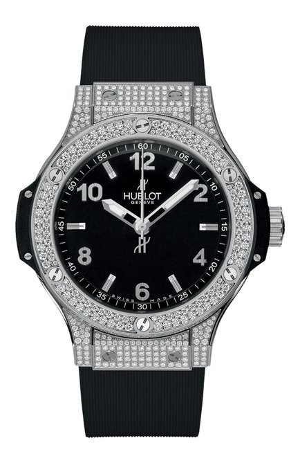 Женские часы big bang steel pave HUBLOT бесцветного цвета, арт. 361.SX.1270.RX.1704 | Фото 1 (Материал корпуса: Сталь; Цвет циферблата: Чёрный; Механизм: Кварц)