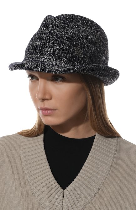 Женская шляпа из хлопка и вискозы LORENA ANTONIAZZI темно-синего цвета, арт. P2290CE01A/1329 | Фото 2 (Материал: Текстиль, Хлопок)