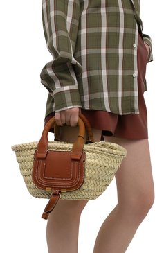 Женский сумка marcie small CHLOÉ коричневого цвета, арт. CHC21US832C97 | Фото 2 (Сумки-технические: Сумки-шопперы; Материал: Растительное волокно; Размер: small)