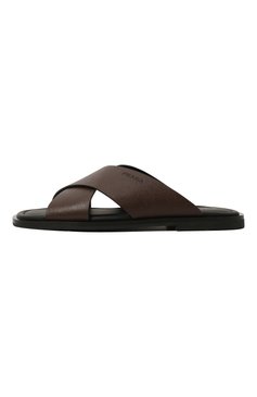 Мужские кожаные шлепанцы PRADA коричневого цвета, арт. 2X3029-3E0N-F0038 | Фото 4
