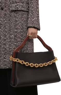 Женская сумка mount small BOTTEGA VENETA темно-коричневого цвета, арт. 667410/V12J2 | Фото 2 (Сумки-технические: Сумки top-handle; Материал: Натуральная кожа; Размер: small)