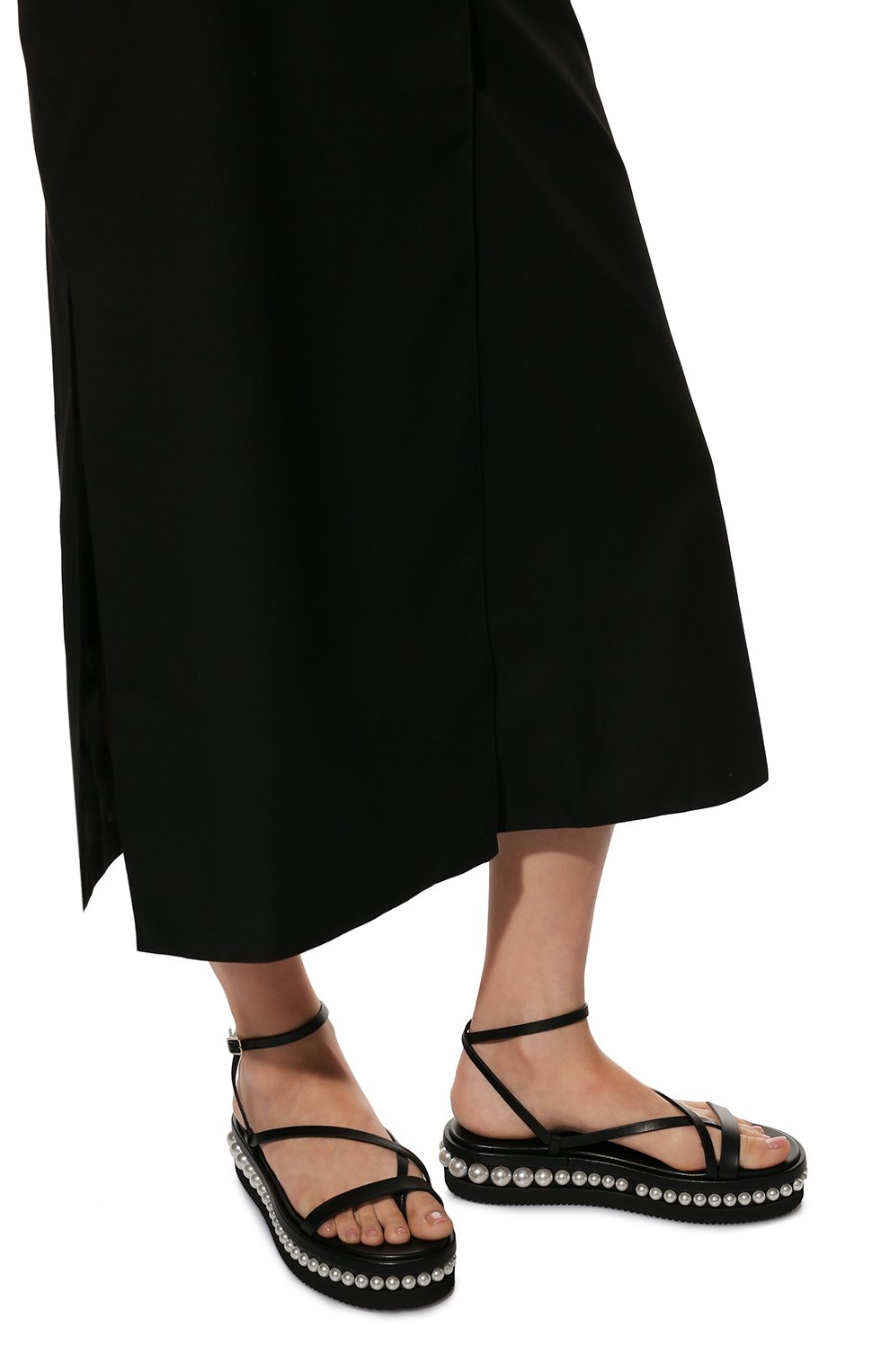 Женские кожаные сандалии pine JIMMY CHOO черного цвета, арт. PINE FLAT ZXA | Фото 3 (Подошва: Платформа; Материал внутренний: Натуральная кожа)