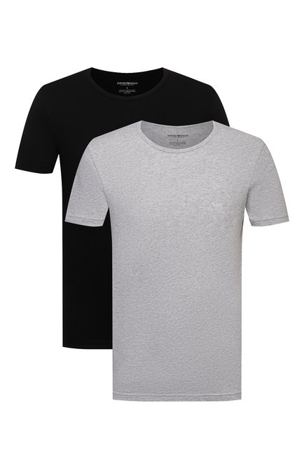 Мужская комплект из двух хлопковых футболок EMPORIO ARMANI черного цвета по цене 5480 руб., арт. 111647/CC722 | Фото 1