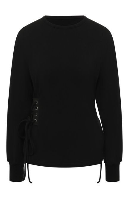Женский хлопковый пуловер YOHJI YAMAMOTO черного цвета, арт. FZ-T54-006 | Фото 1 (Материал внешний: Хлопок; Длина (для топов): Стандартные; Рукава: Длинные; Статус проверки: Проверено, Проверена категория; Женское Кросс-КТ: Пуловер-одежда)