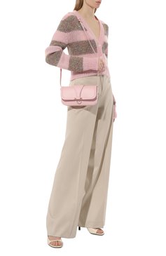 Женская сумка BORBONESE розового цвета, арт. 922001 | Фото 7 (Сумки-технические: Сумки через плечо; Материал: Натуральная кожа; Материал сплава: Проставлено; Драгоценные камни: Проставлено)