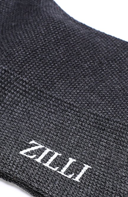 Мужские носки из шерсти и шелка ZILLI темно-серого цвета, арт. 612C015JQ0852 | Фото 2 (Материал внешний: Шерсть; Кросс-КТ: бельё)