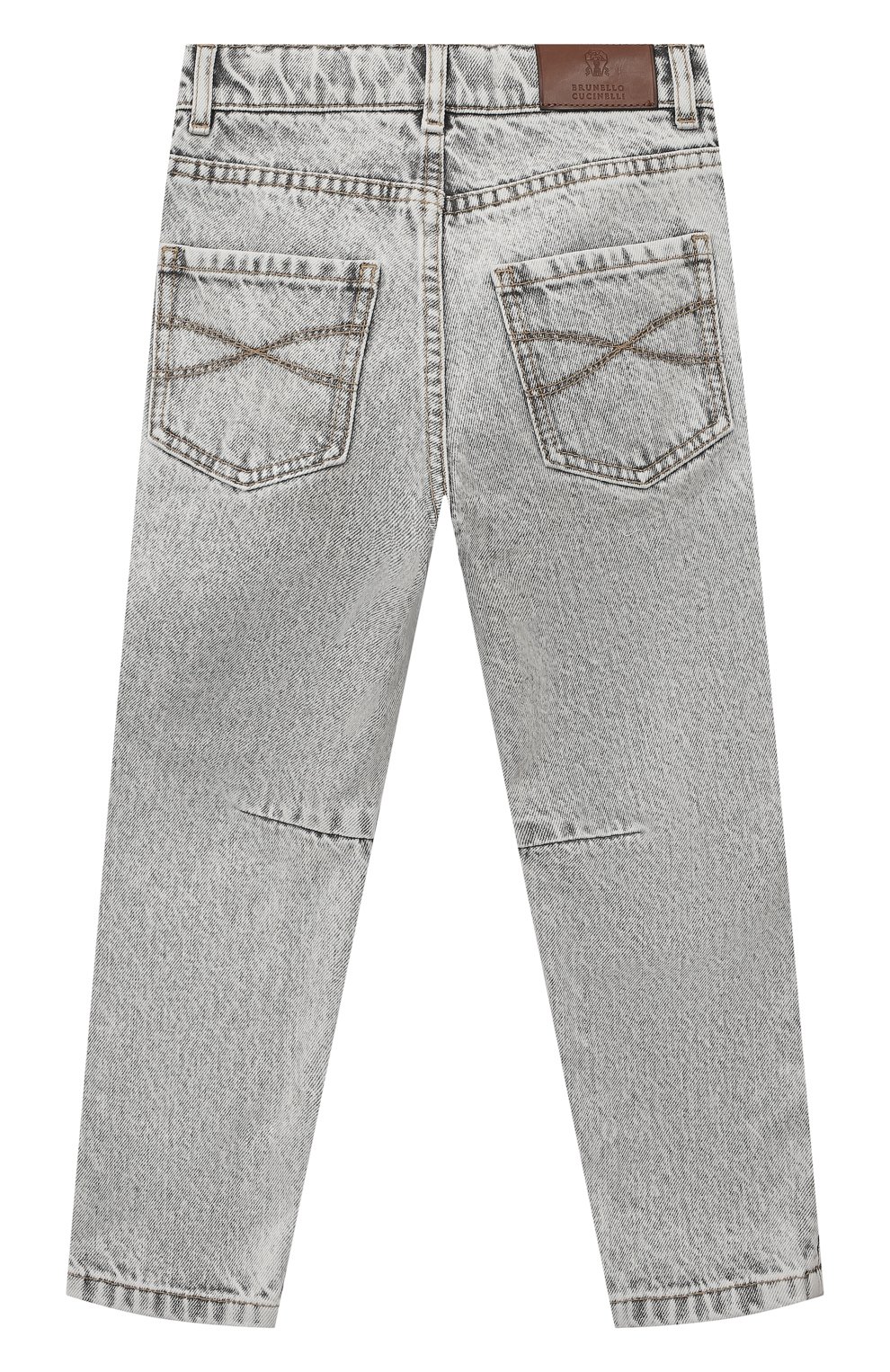 Детские джинсы BRUNELLO CUCINELLI светло-серого цвета, арт. BA095D300B | Фото 2 (Детали: Однотонный; Материал сплава: Проставлено; Нос: Не проставлено; Материал внешний: Хлопок)