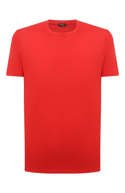 Мужская футболка из хлопка и кашемира KITON красного цвета, арт. UMK0029 | Фото 1 (Принт: Без принта; Длина (для топов): Стандартные; Рукава: Короткие; Материал внешний: Хлопок; Региональные ограничения белый список (Axapta Mercury): RU)