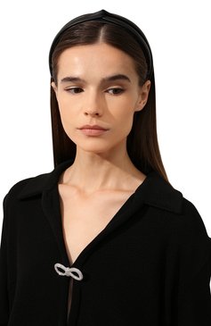 Женская ободок для волос ALEXANDRE DE PARIS черного цвета, арт. THB30-1C-A22 S | Фото 2 (Материал: Натуральная кожа)