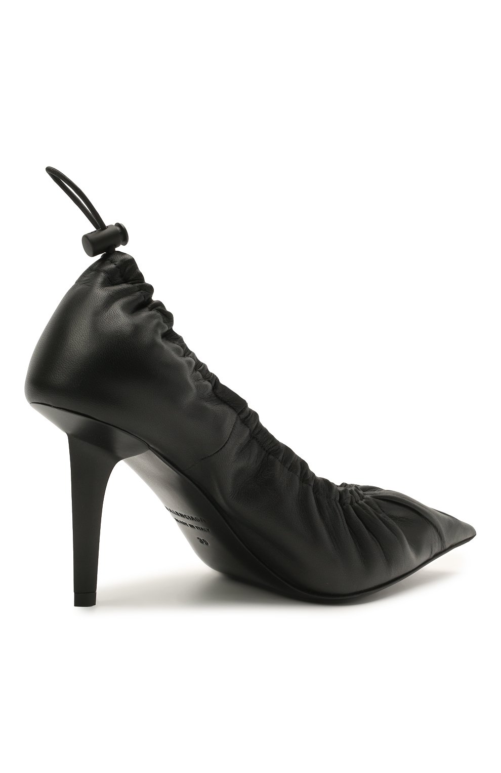 Женские кожаные туфли scrunch BALENCIAGA черного цвета, арт. 636612/WA2M0 | Фото 4 (Каблук высота: Высокий; Материал внешний: Кожа; Материал внутренний: Натуральная кожа; Каблук тип: Шпилька; Подошва: Плоская)