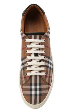 Мужские текстильные кеды BURBERRY коричневого цвета, арт. 8048156 | Фото 6 (Материал внешний: Текстиль; Материал внутренний: Натуральная �кожа; Стили: Классический; Материал утеплителя: Без утеплителя; Подошва: Массивная)