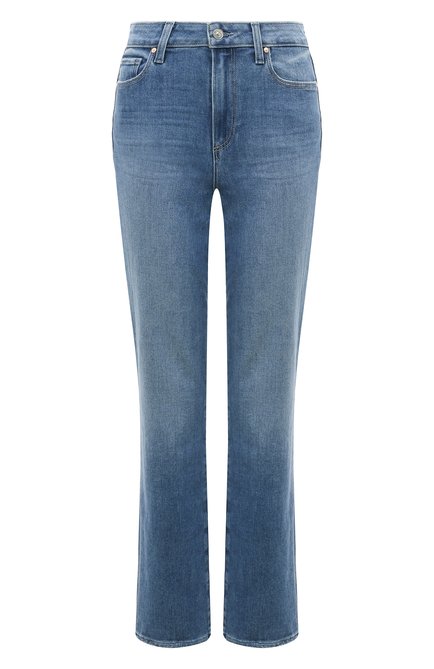 Женские джинсы PAIGE голубого цвета, арт. 7797E77-B141 | Фото 1 (Драгоценные камни: Проставлено; Материал сплава: Проставлено; Длина (брюки, джинсы): Стандартные; Материал внешний: Хлопок)