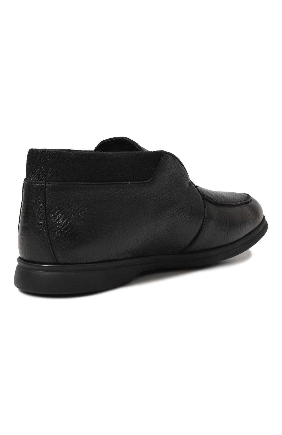 Мужские кожаные ботинки ALDO BRUE черного цвета, арт. AB5385R | Фото 5 (Мужское Кросс-КТ: Ботинки-обувь; Материал сплава: Проставлено; Материал утеплителя: Без утеплителя; Материал внутренний: Текстиль; Подошва: Плоская; Драгоценные камни: Проставлено)